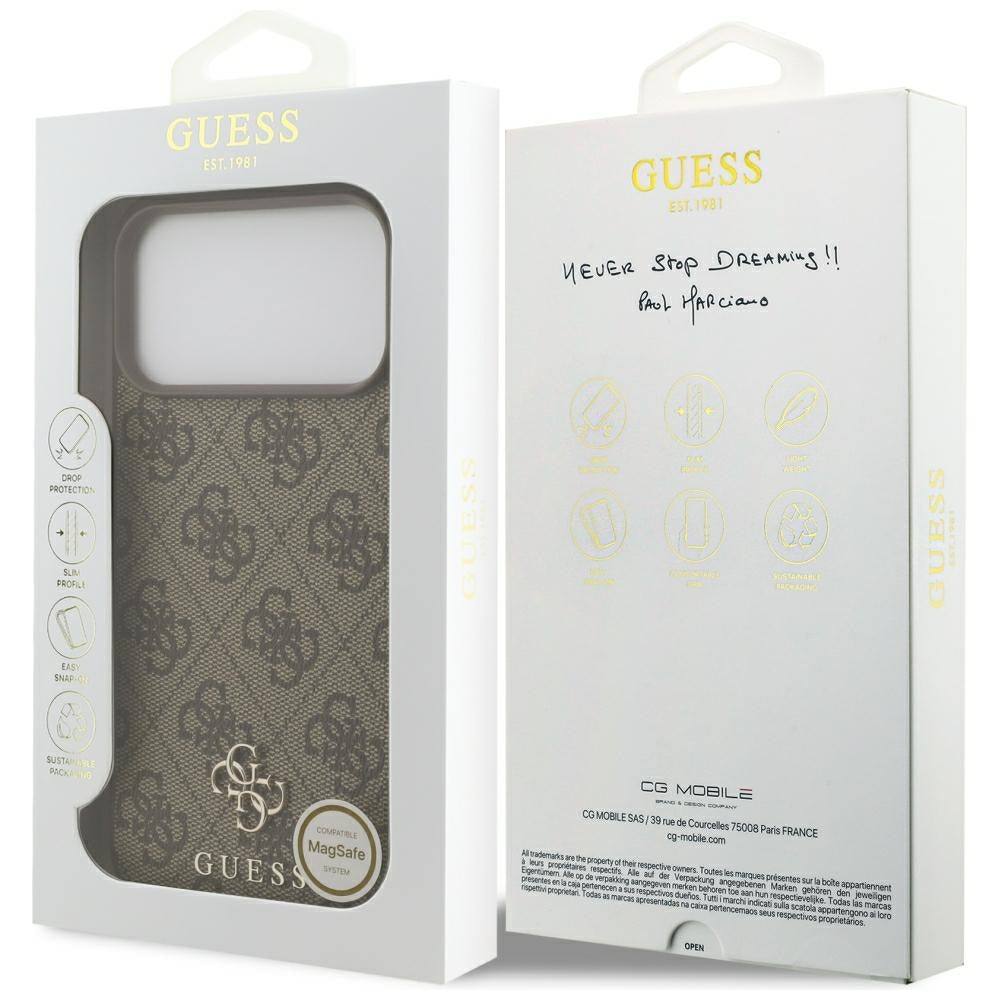Capa MagSafe para Apple iPhone 18 Pro Max / 17 Pro Max, Guess, 4G Small and Classic, Castanha