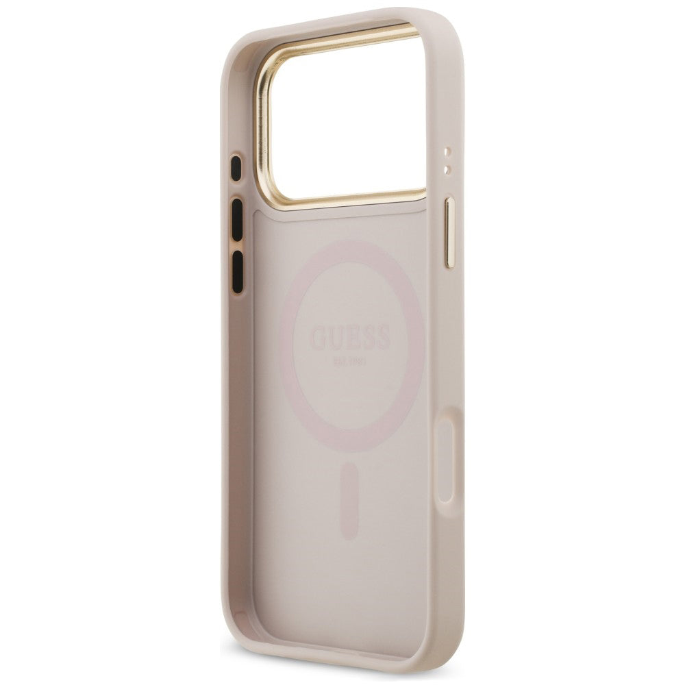 Capa MagSafe para Apple iPhone 18 Pro Max / 17 Pro Max, Guess, 4G Strass Logo, Rosa