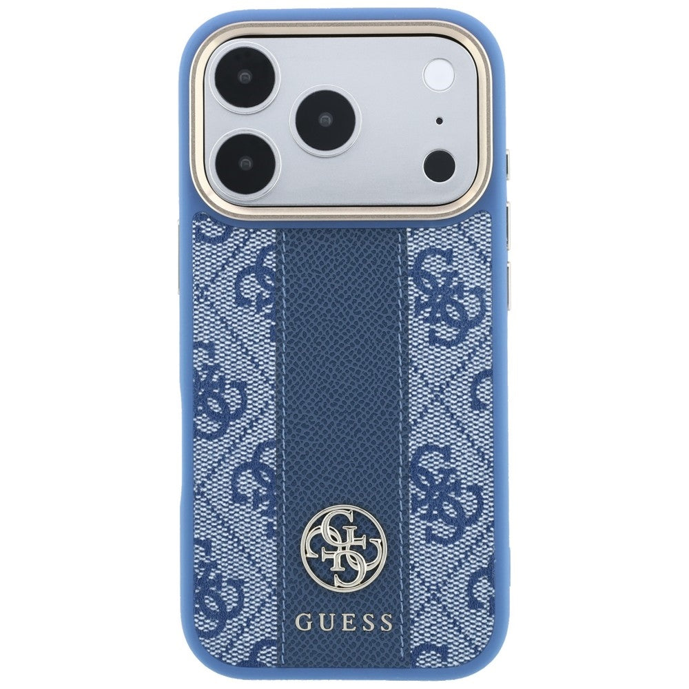 Capa MagSafe para Apple iPhone 18 Pro Max / 17 Pro Max, Guess, 4G Stripe Round Classic Logo, Azul