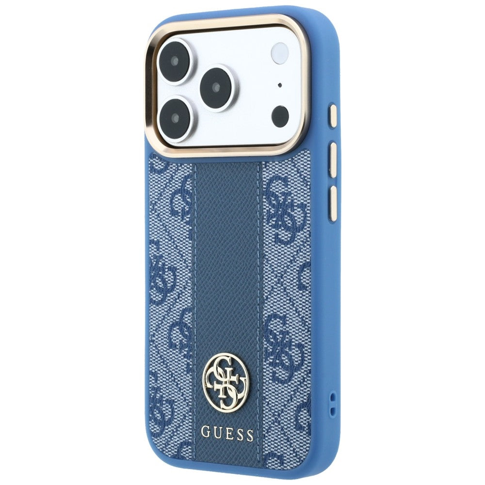 Capa MagSafe para Apple iPhone 18 Pro Max / 17 Pro Max, Guess, 4G Stripe Round Classic Logo, Azul