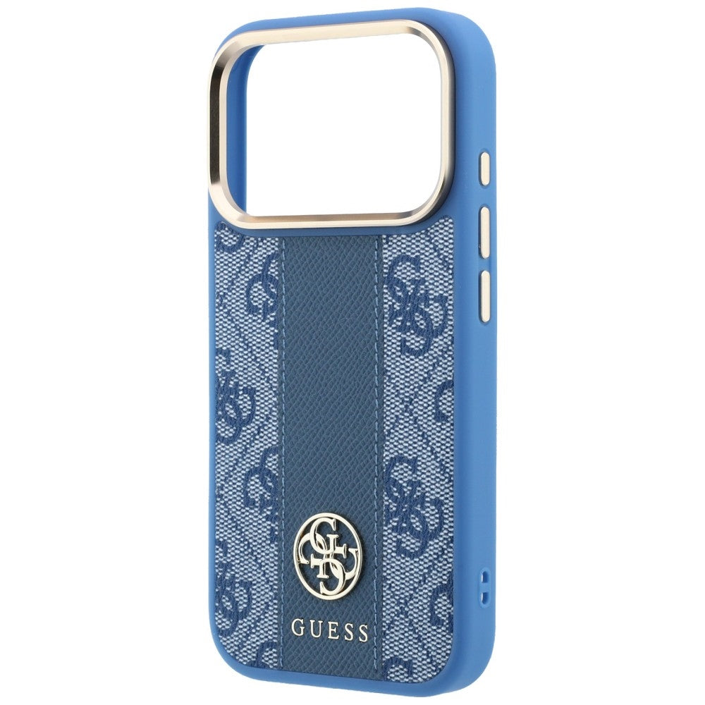 Capa MagSafe para Apple iPhone 18 Pro Max / 17 Pro Max, Guess, 4G Stripe Round Classic Logo, Azul