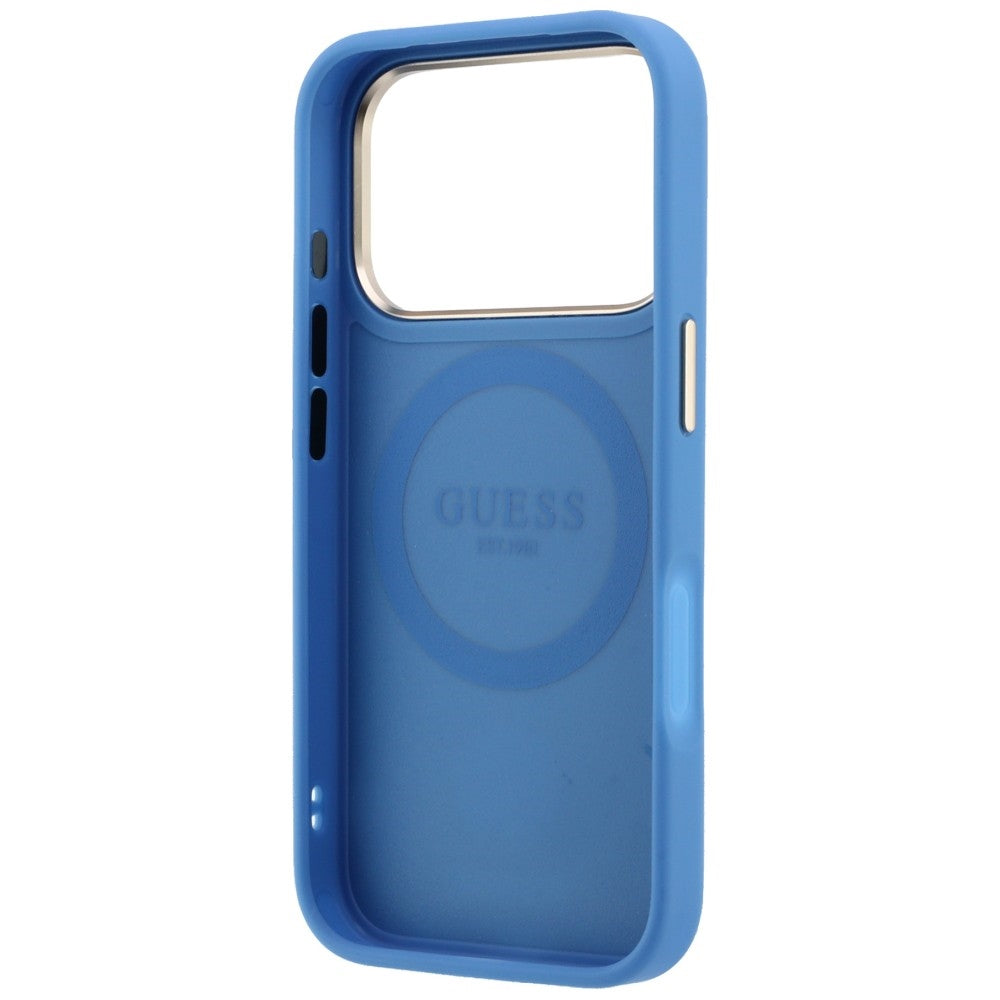 Capa MagSafe para Apple iPhone 18 Pro Max / 17 Pro Max, Guess, 4G Stripe Round Classic Logo, Azul