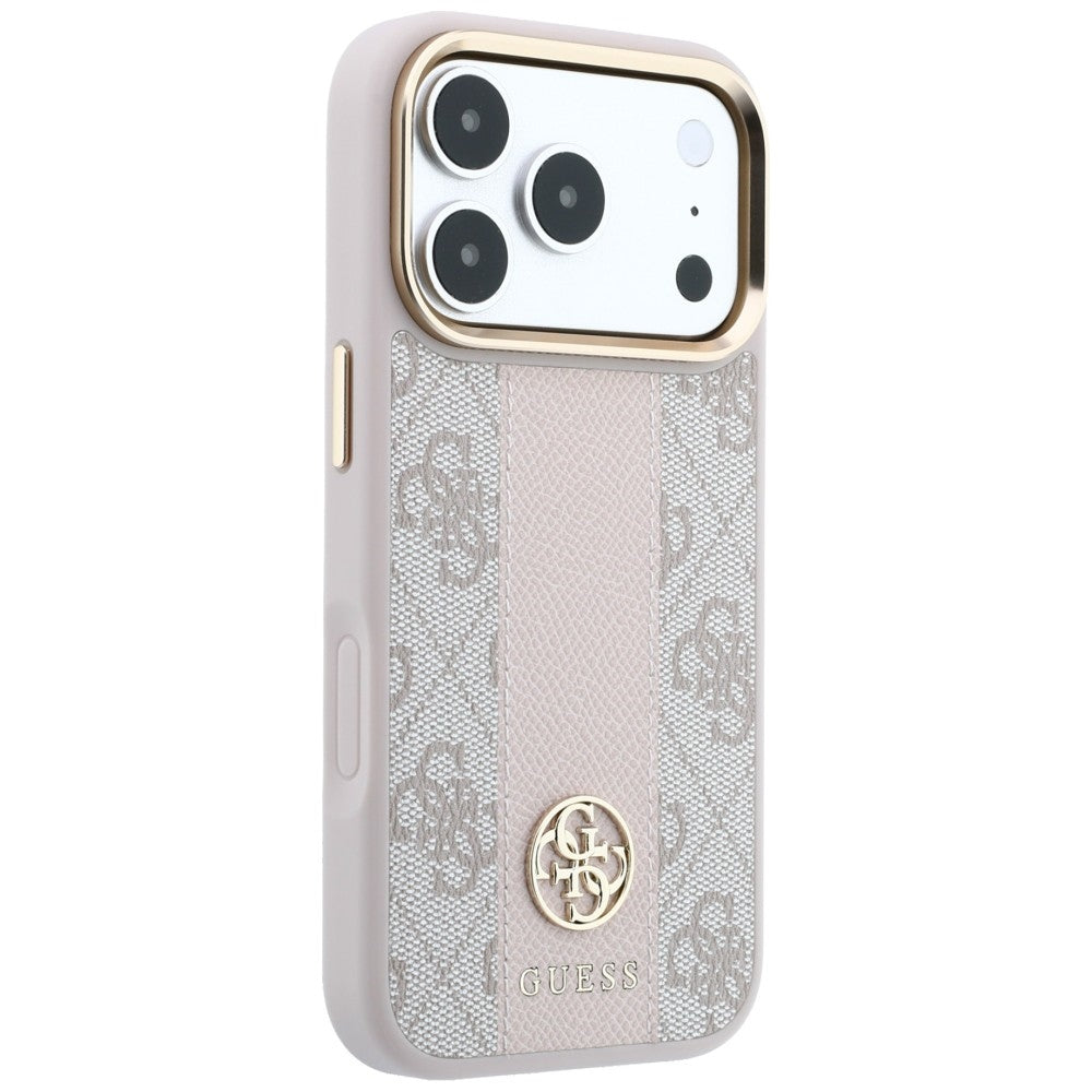 Capa MagSafe para Apple iPhone 18 Pro Max / 17 Pro Max, Guess, 4G Stripe Round Classic Logo, Rosa