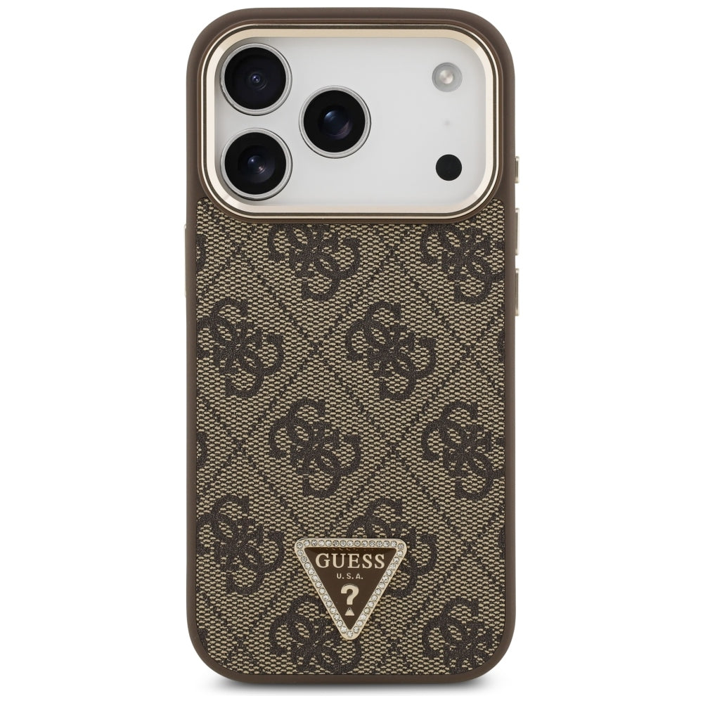 Capa MagSafe para Apple iPhone 18 Pro Max / 17 Pro Max, Guess, Logótipo Triângulo 4G, Castanha