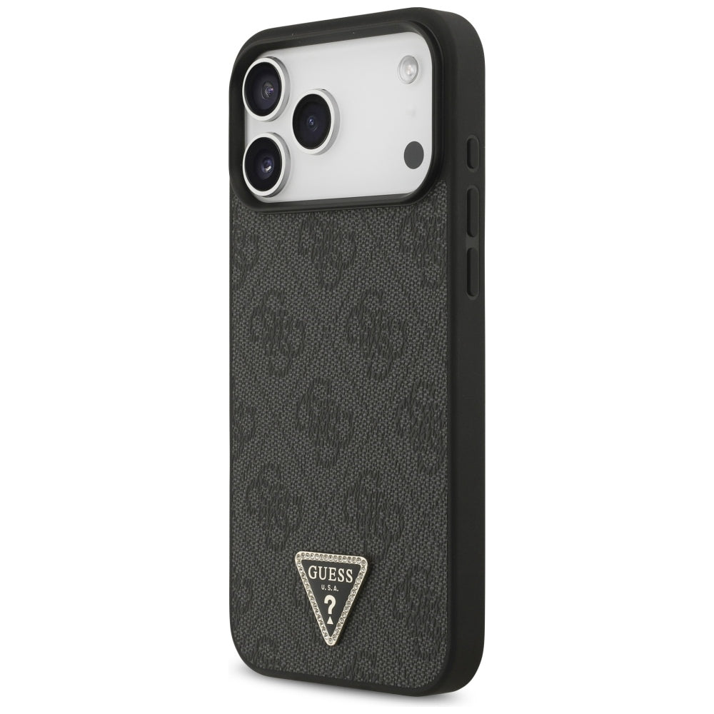 Capa MagSafe para Apple iPhone 18 Pro Max / 17 Pro Max, Guess, 4G Triangle Strass, Preta