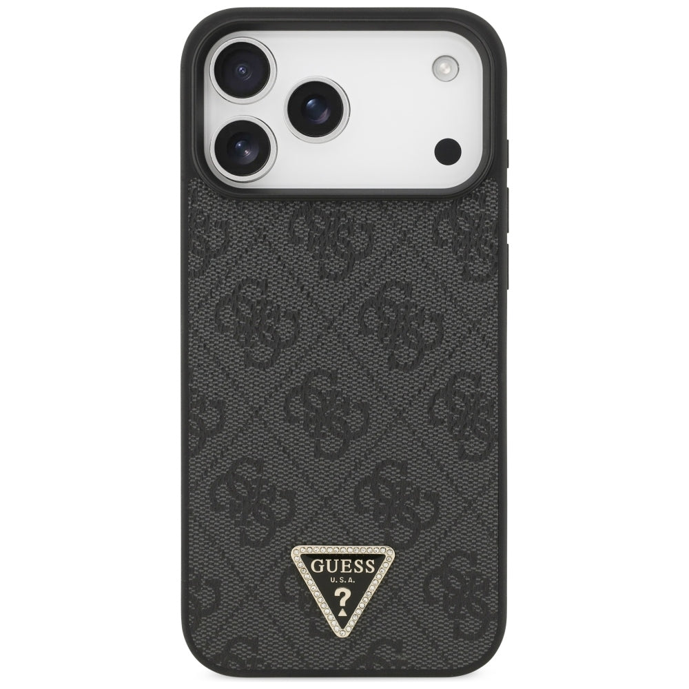 Capa MagSafe para Apple iPhone 18 Pro Max / 17 Pro Max, Guess, 4G Triangle Strass, Preta