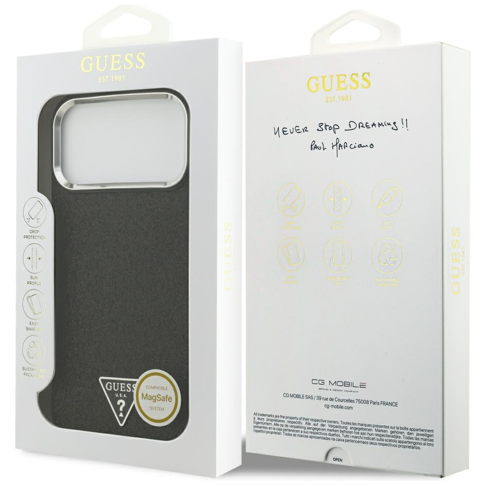 Capa MagSafe para Apple iPhone 18 Pro Max / 17 Pro Max, Guess, Logótipo Triângulo com Brilhos, Preta