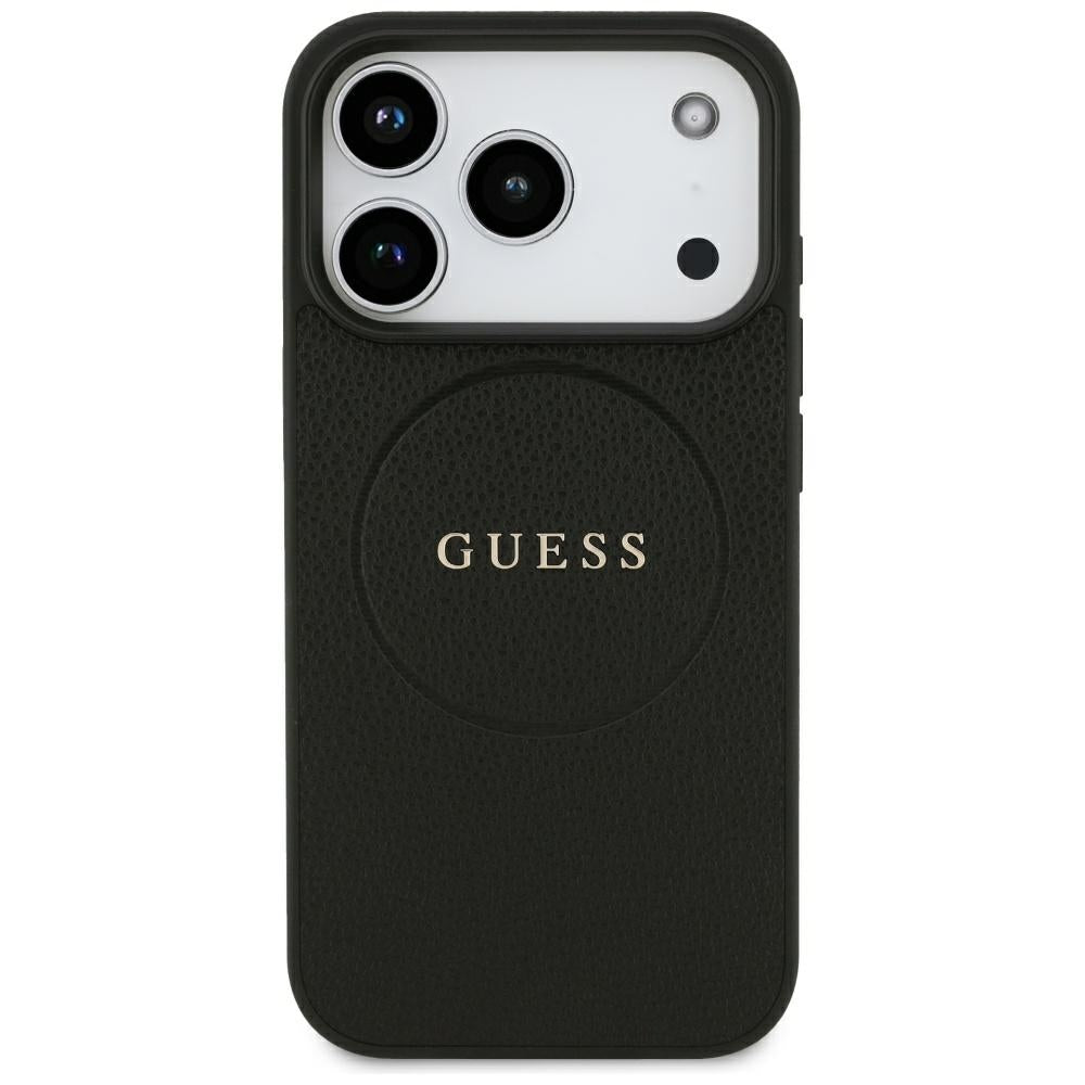 Capa MagSafe para Apple iPhone 18 Pro Max / 17 Pro Max, Guess, Anel Dourado Granulado, Preto