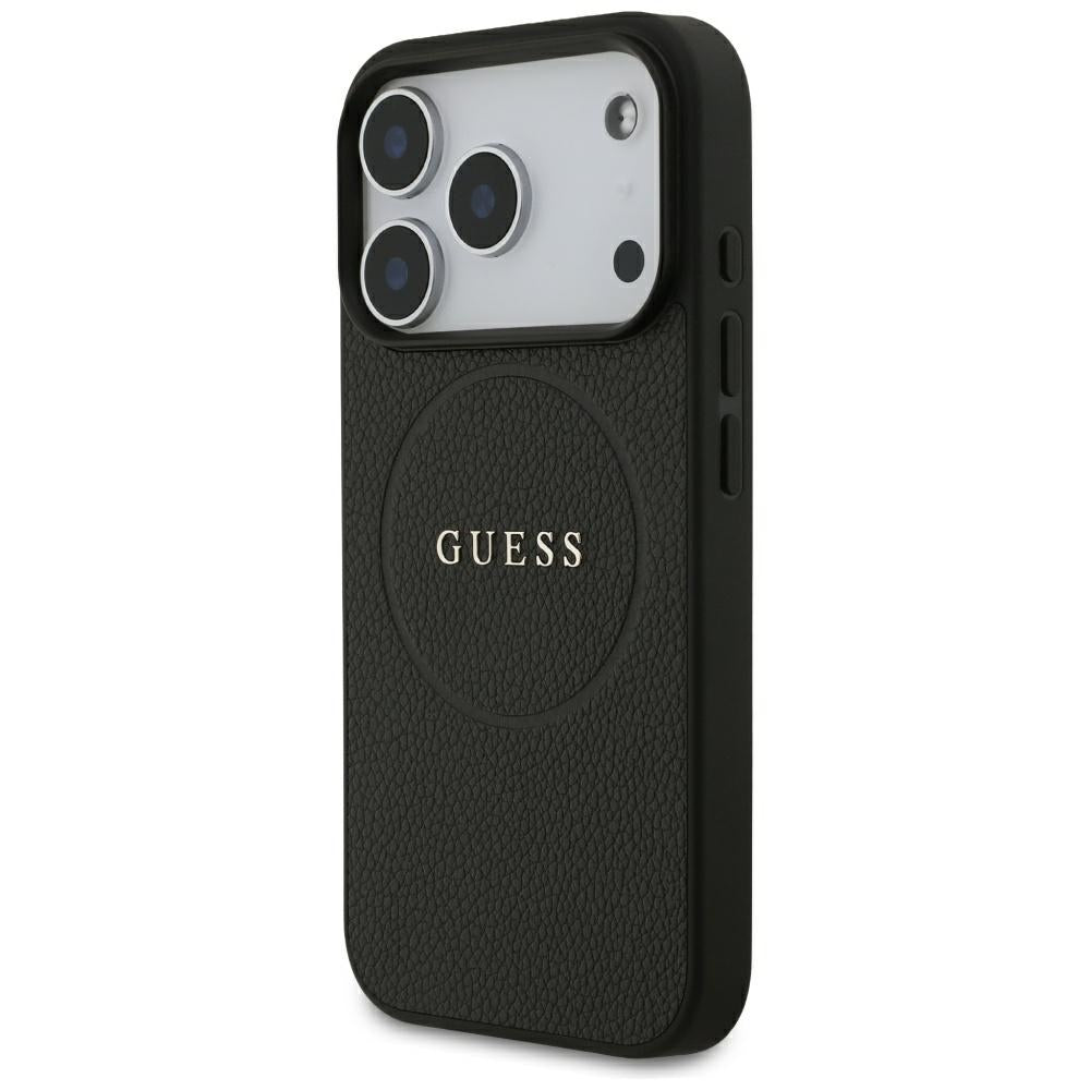 Capa MagSafe para Apple iPhone 18 Pro Max / 17 Pro Max, Guess, Anel Dourado Granulado, Preto