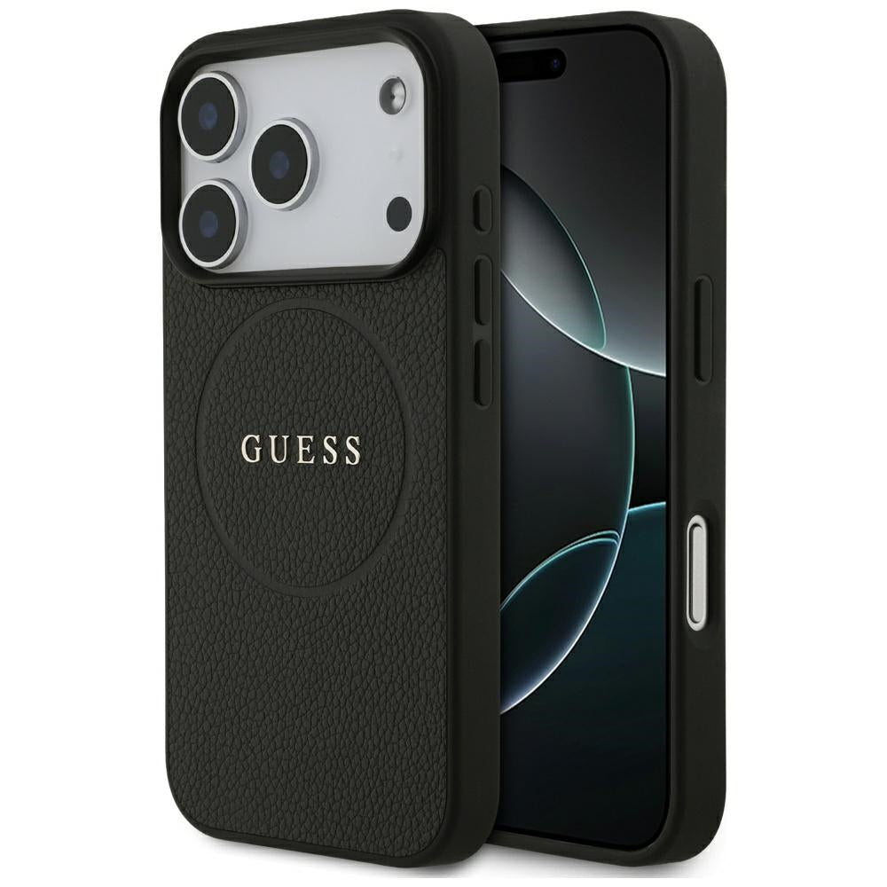 Capa MagSafe para Apple iPhone 18 Pro Max / 17 Pro Max, Guess, Anel Dourado Granulado, Preto