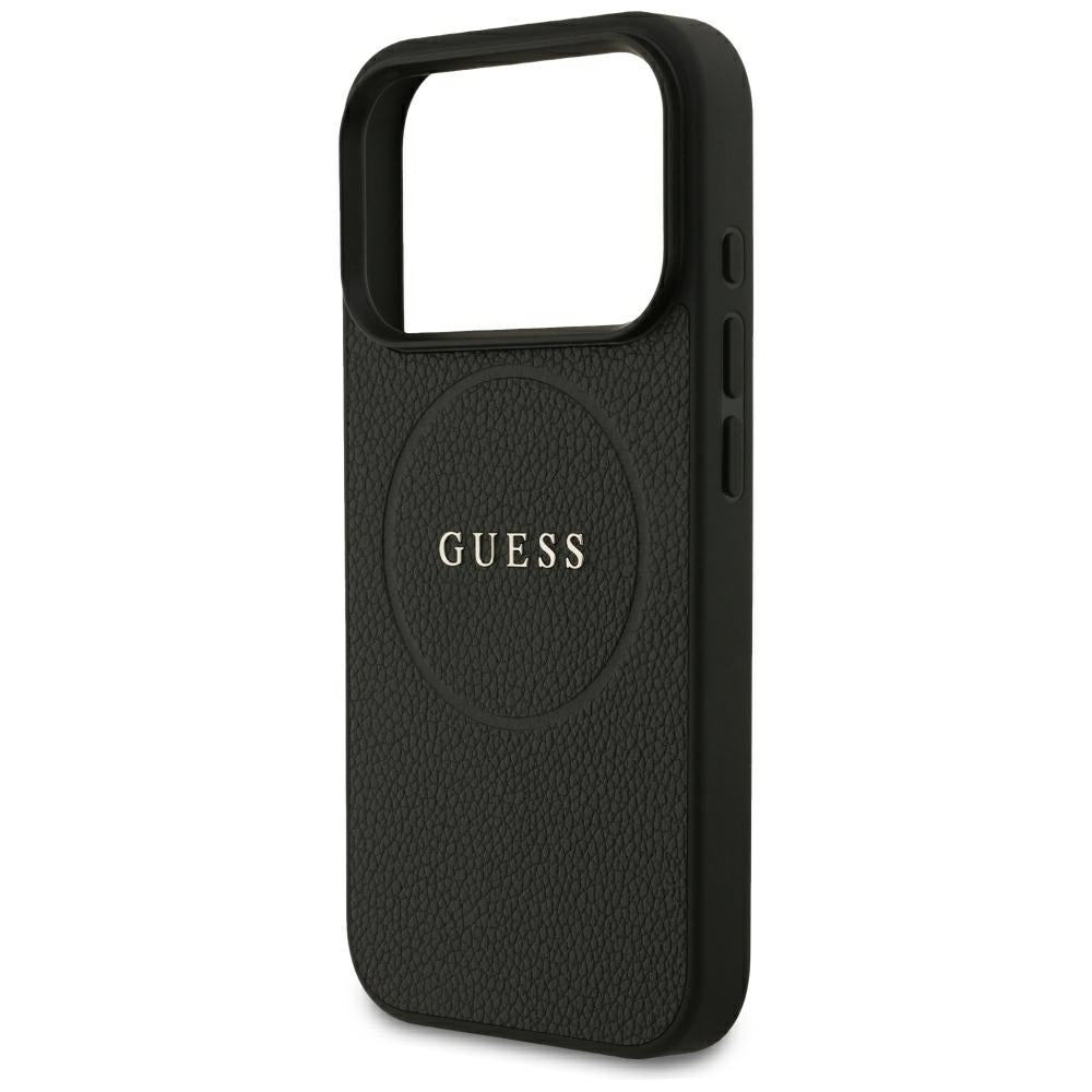 Capa MagSafe para Apple iPhone 18 Pro Max / 17 Pro Max, Guess, Anel Dourado Granulado, Preto