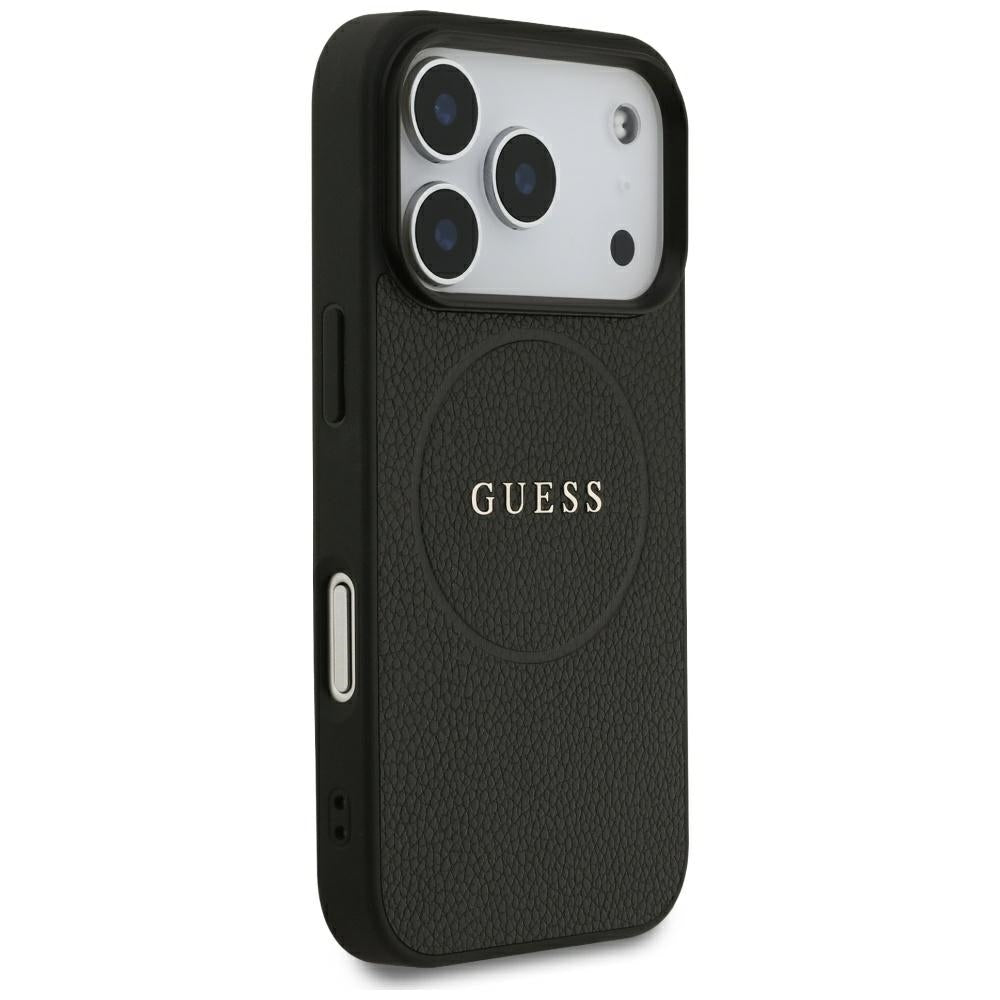 Capa MagSafe para Apple iPhone 18 Pro Max / 17 Pro Max, Guess, Anel Dourado Granulado, Preto