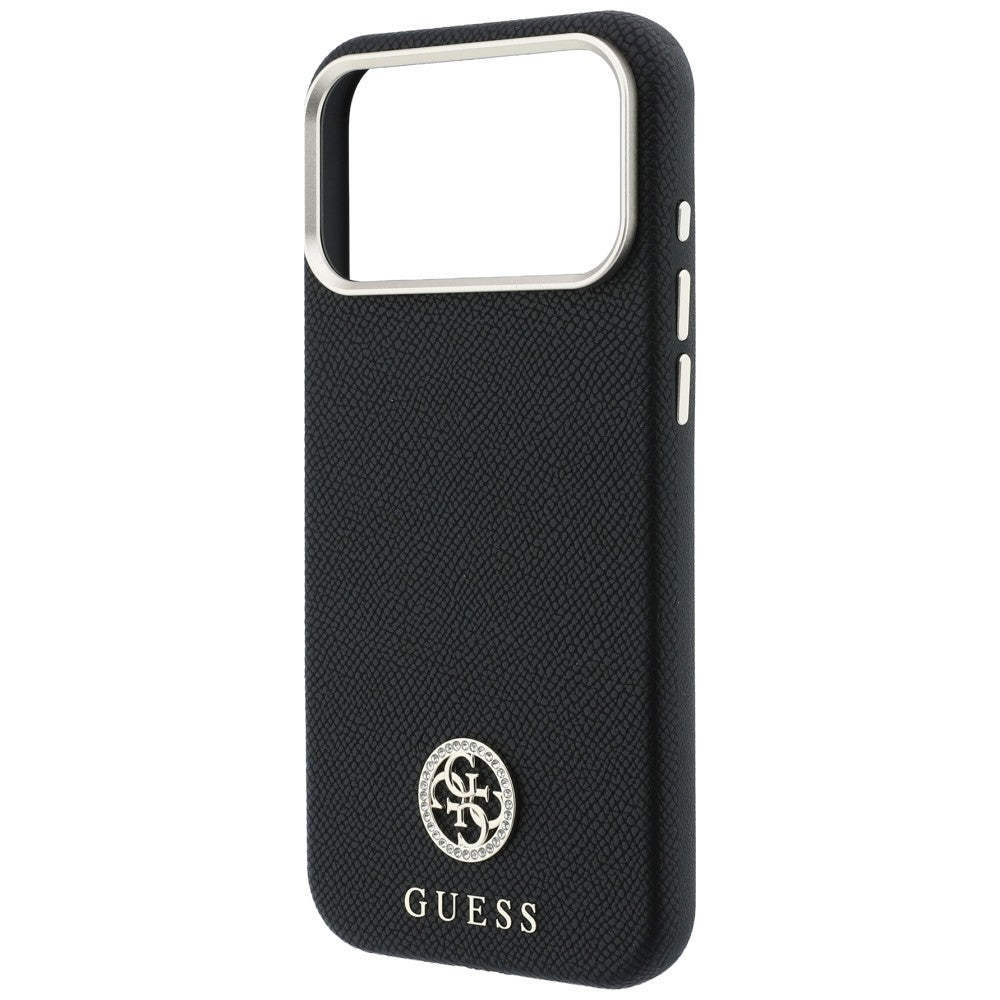 Capa MagSafe para Apple iPhone 18 Pro Max / 17 Pro Max, Guess, Logo Redondo com Strass Granulado, Preta