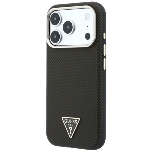 Capa MagSafe para Apple iPhone 18 Pro Max / 17 Pro Max, Guess, Logótipo Triângulo Kevlar, Castanha