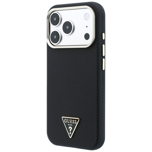 Capa MagSafe para Apple iPhone 18 Pro Max / 17 Pro Max, Guess, Logótipo Triângulo Kevlar, Preta