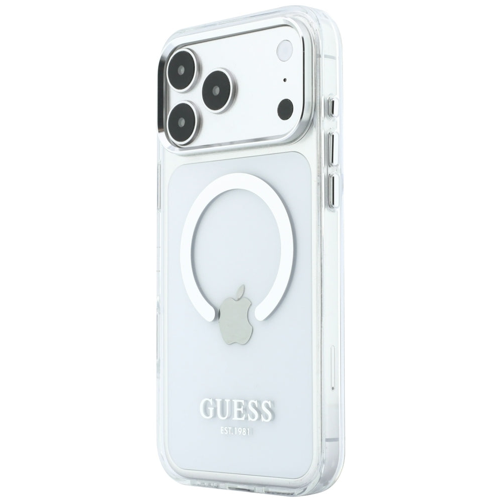 MagSafe Case for Apple iPhone 18 Pro Max / 17 Pro Max, Guess, Metal Outline, Silver