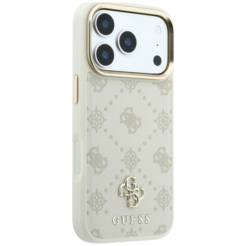 Capa MagSafe para Apple iPhone 18 Pro Max / 17 Pro Max, Guess, Peony 4G Small Logo, Bege
