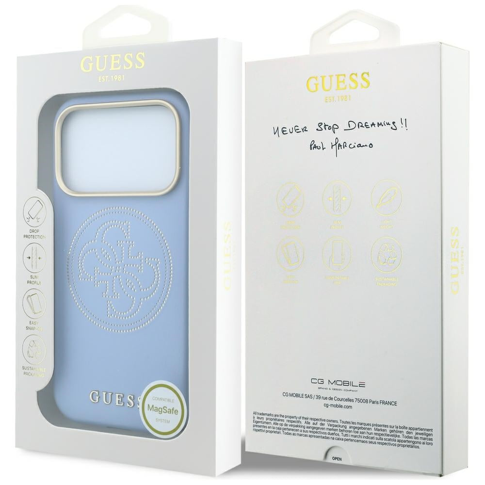 Capa MagSafe para Apple iPhone 18 Pro Max / 17 Pro Max, Guess, Perfurada 4G, Azul