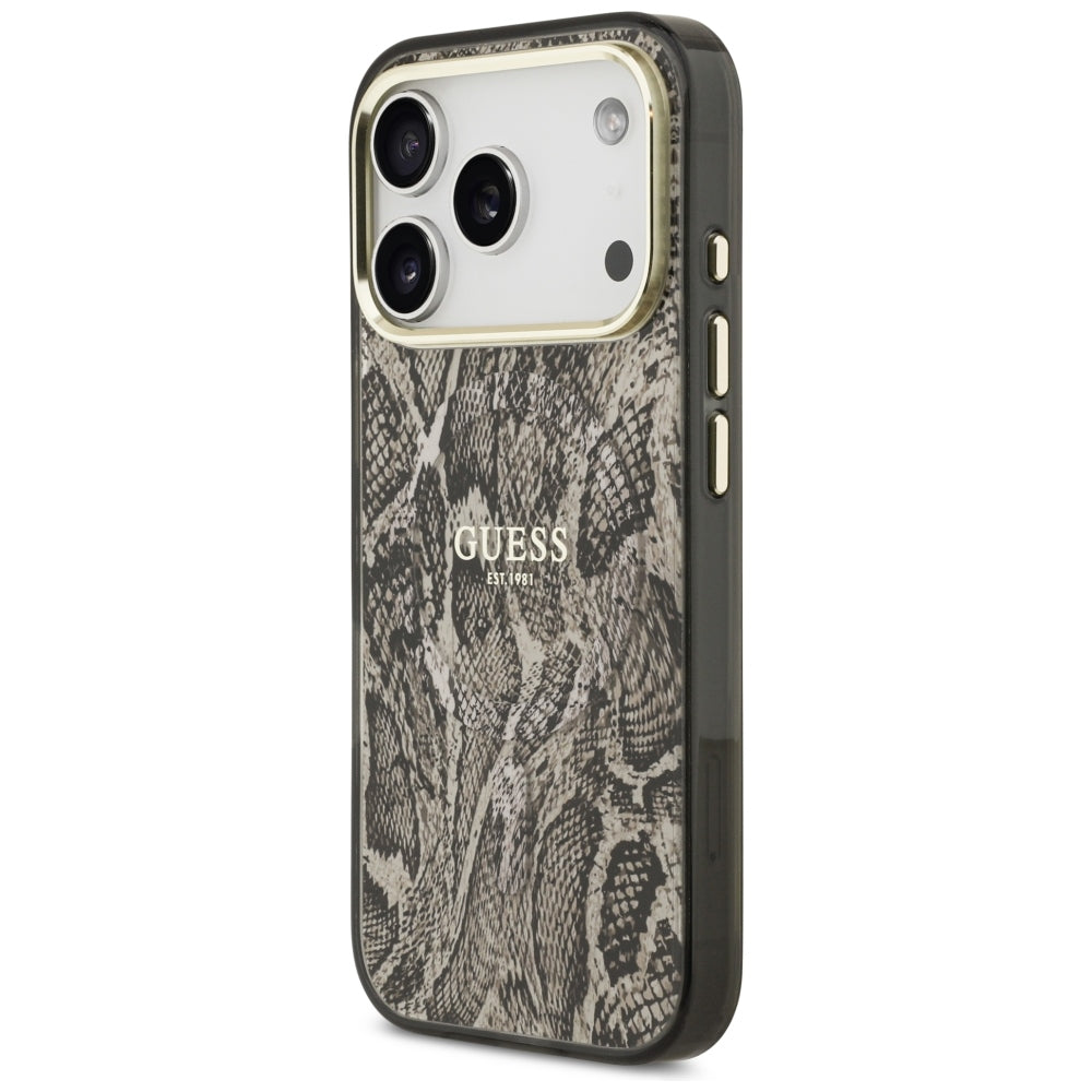 Capa MagSafe para Apple iPhone 18 Pro Max / 17 Pro Max, Guess, Padrão de Python, Castanho