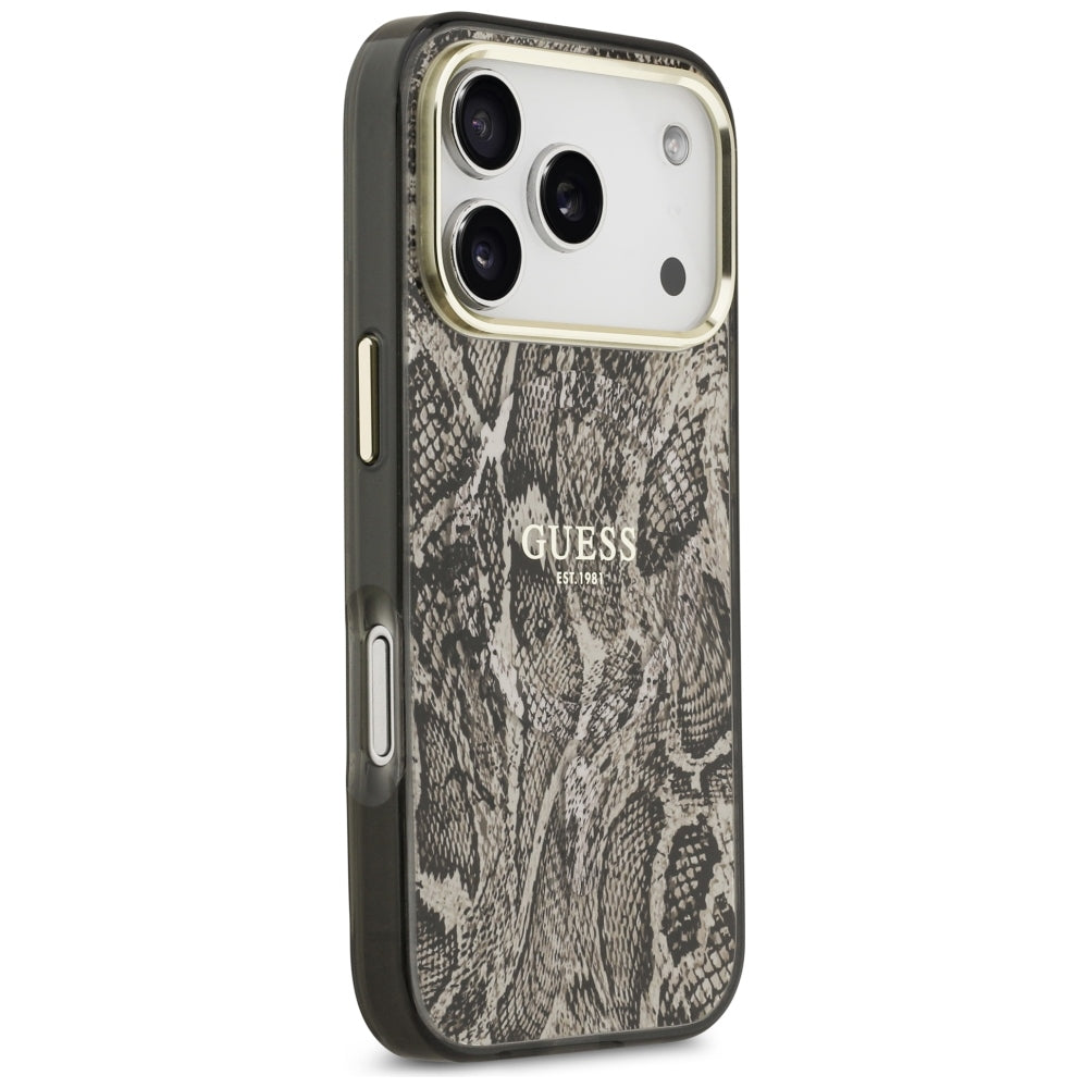 Capa MagSafe para Apple iPhone 18 Pro Max / 17 Pro Max, Guess, Padrão de Python, Castanho