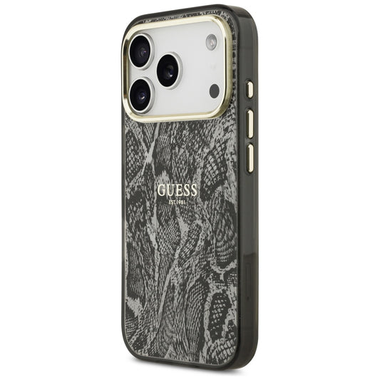 Capa MagSafe para Apple iPhone 18 Pro Max / 17 Pro Max, Guess, padrão Python, preta