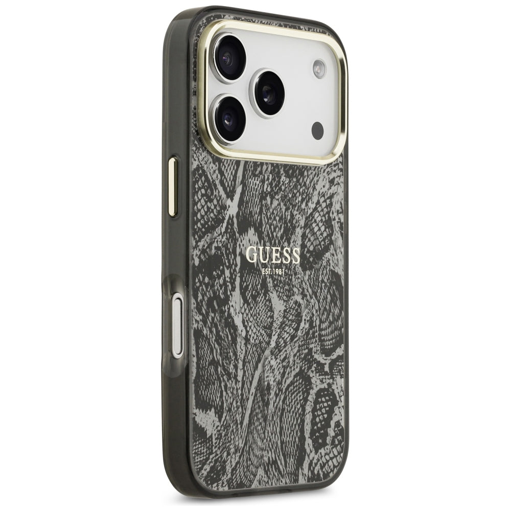 Capa MagSafe para Apple iPhone 18 Pro Max / 17 Pro Max, Guess, padrão Python, preta