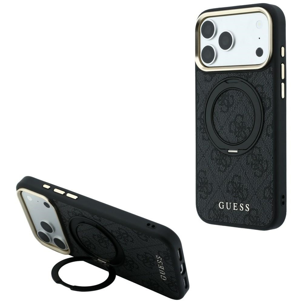 Capa MagSafe para Apple iPhone 18 Pro Max / 17 Pro Max, Guess, Ring Stand Classic Logo, Preta