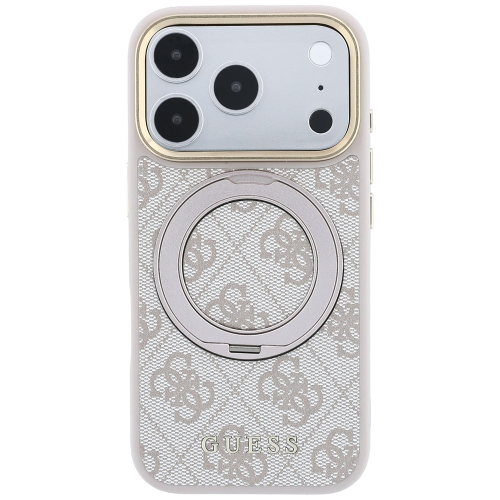 Capa MagSafe para Apple iPhone 18 Pro Max / 17 Pro Max, Guess, Ring Stand Classic Logo, Rosa