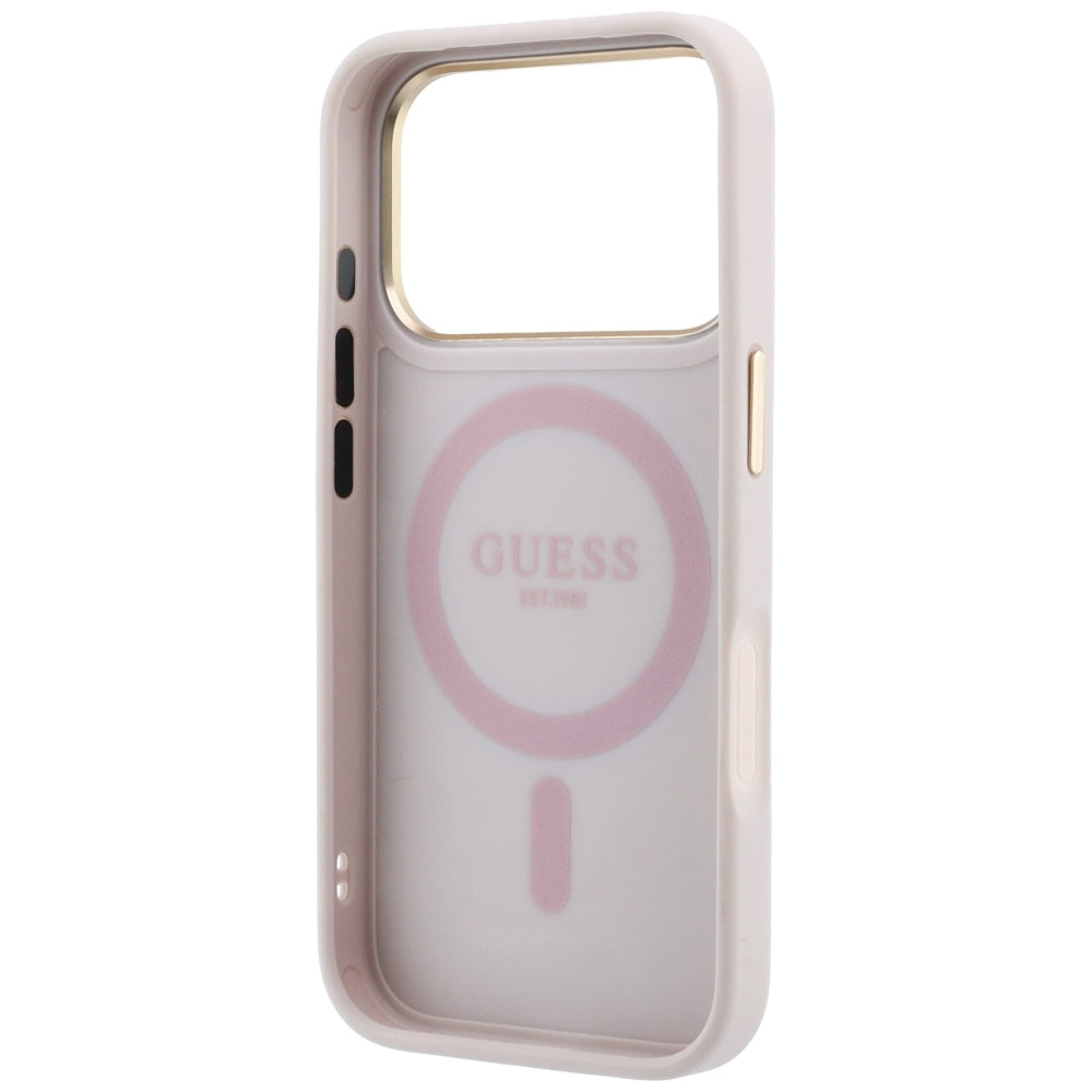 Capa MagSafe para Apple iPhone 18 Pro Max / 17 Pro Max, Guess, Ring Stand Classic Logo, Rosa