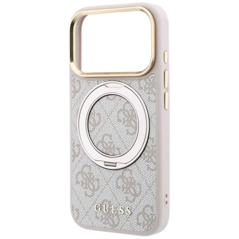 Capa MagSafe para Apple iPhone 18 Pro Max / 17 Pro Max, Guess, Ring Stand Classic Logo, Rosa