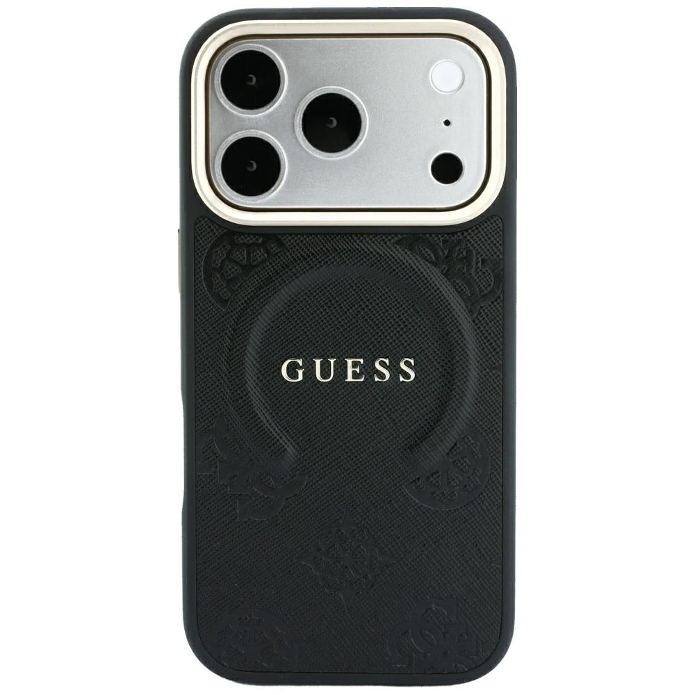 Capa MagSafe para Apple iPhone 18 Pro Max / 17 Pro Max, Guess, Saffiano Peony Ring, Preta