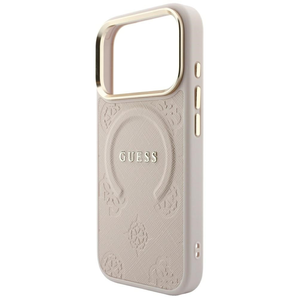 Capa MagSafe para Apple iPhone 18 Pro Max / 17 Pro Max, Guess, Saffiano Peony Ring, Rosa