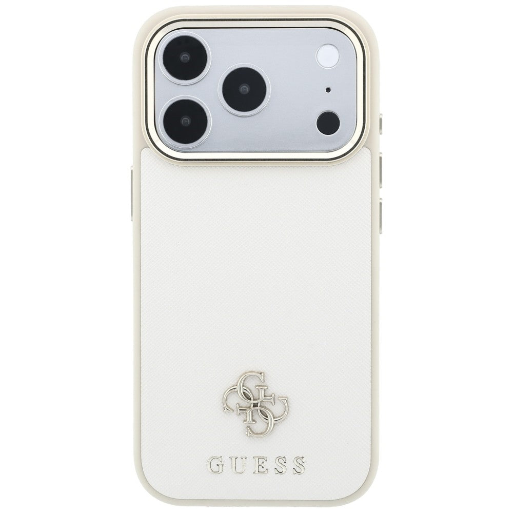 Capa MagSafe para Apple iPhone 18 Pro Max / 17 Pro Max, Guess, Saffiano Small 4G Classic, Bege