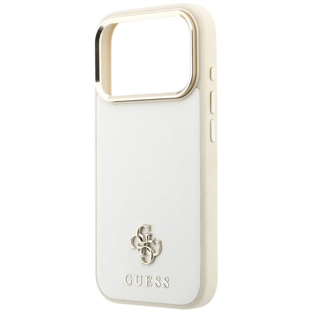 Capa MagSafe para Apple iPhone 18 Pro Max / 17 Pro Max, Guess, Saffiano Small 4G Classic, Bege