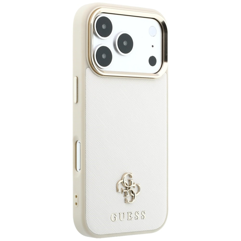 Capa MagSafe para Apple iPhone 18 Pro Max / 17 Pro Max, Guess, Saffiano Small 4G Classic, Bege
