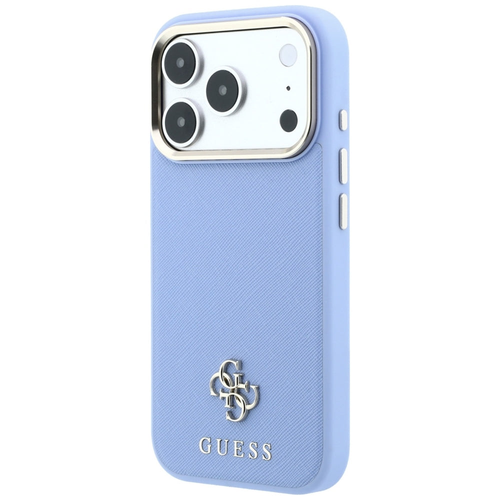 Capa MagSafe para Apple iPhone 18 Pro Max / 17 Pro Max, Guess, Saffiano Small 4G Classic, Azul