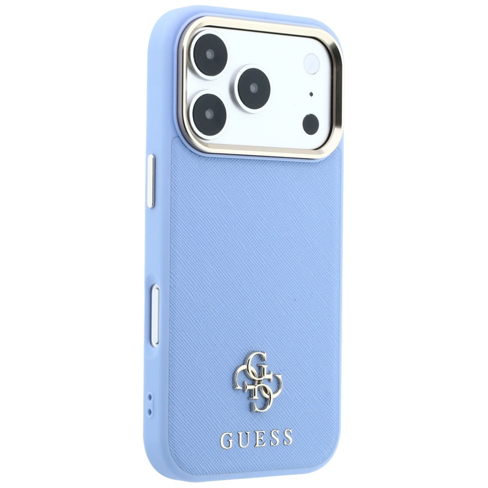 Capa MagSafe para Apple iPhone 18 Pro Max / 17 Pro Max, Guess, Saffiano Small 4G Classic, Azul