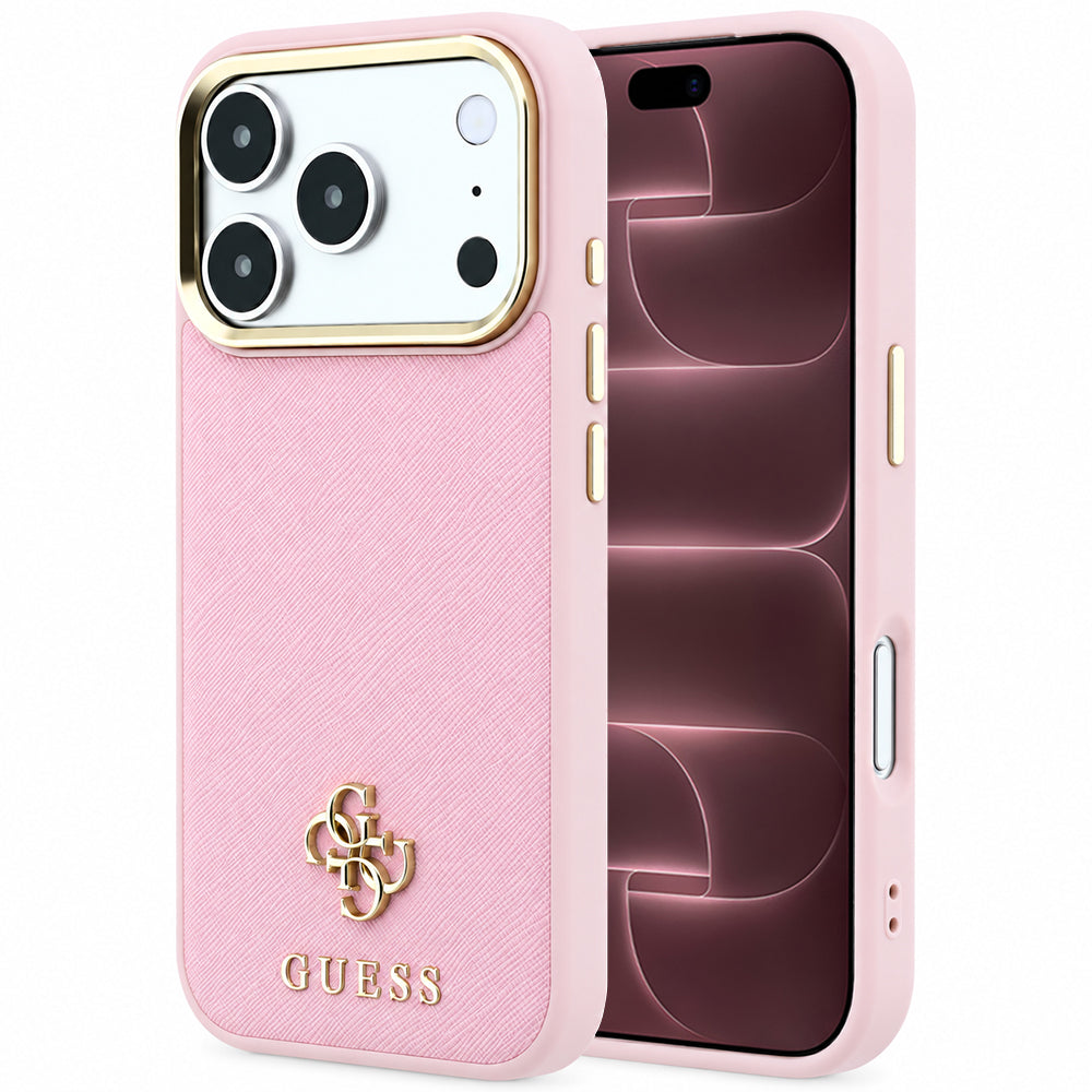 Capa MagSafe para Apple iPhone 18 Pro Max / 17 Pro Max, Guess, Saffiano Small 4G Classic, Rosa