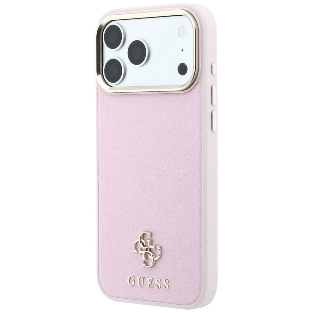 Capa MagSafe para Apple iPhone 18 Pro Max / 17 Pro Max, Guess, Saffiano Small 4G Classic, Rosa
