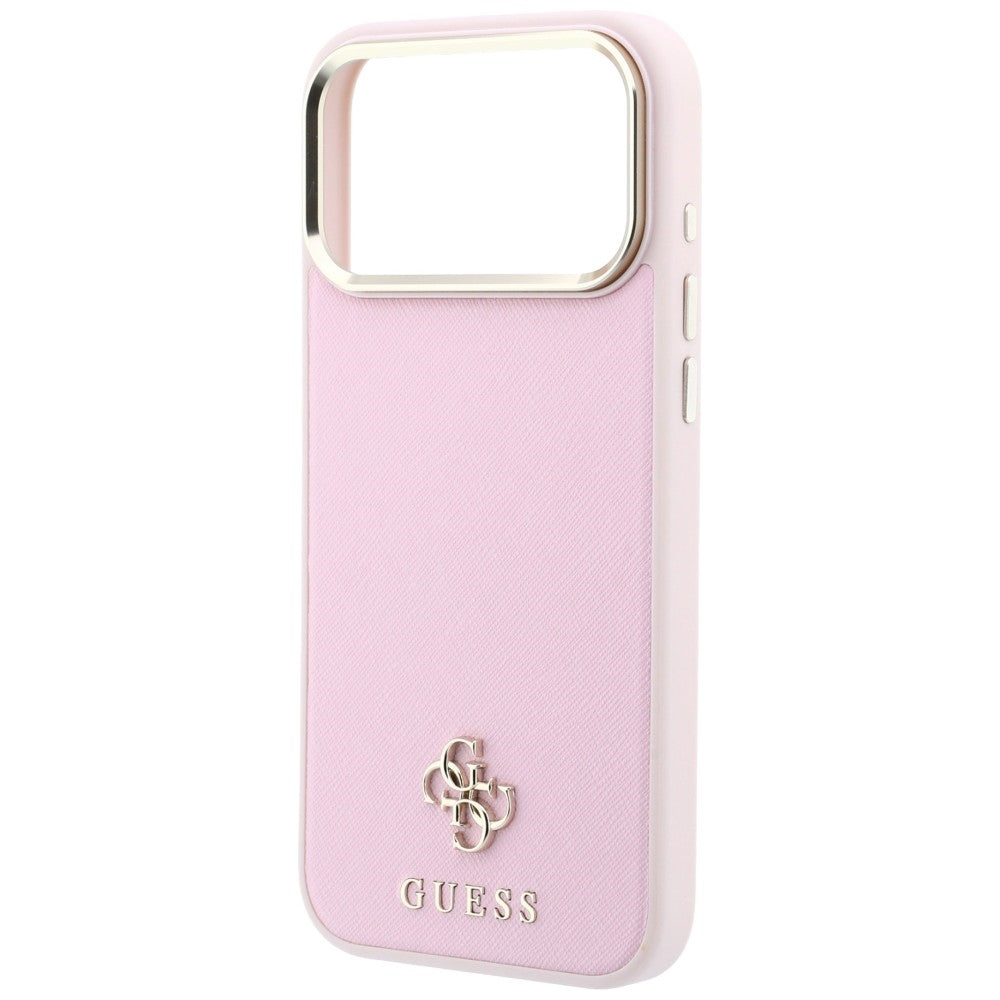 Capa MagSafe para Apple iPhone 18 Pro Max / 17 Pro Max, Guess, Saffiano Small 4G Classic, Rosa