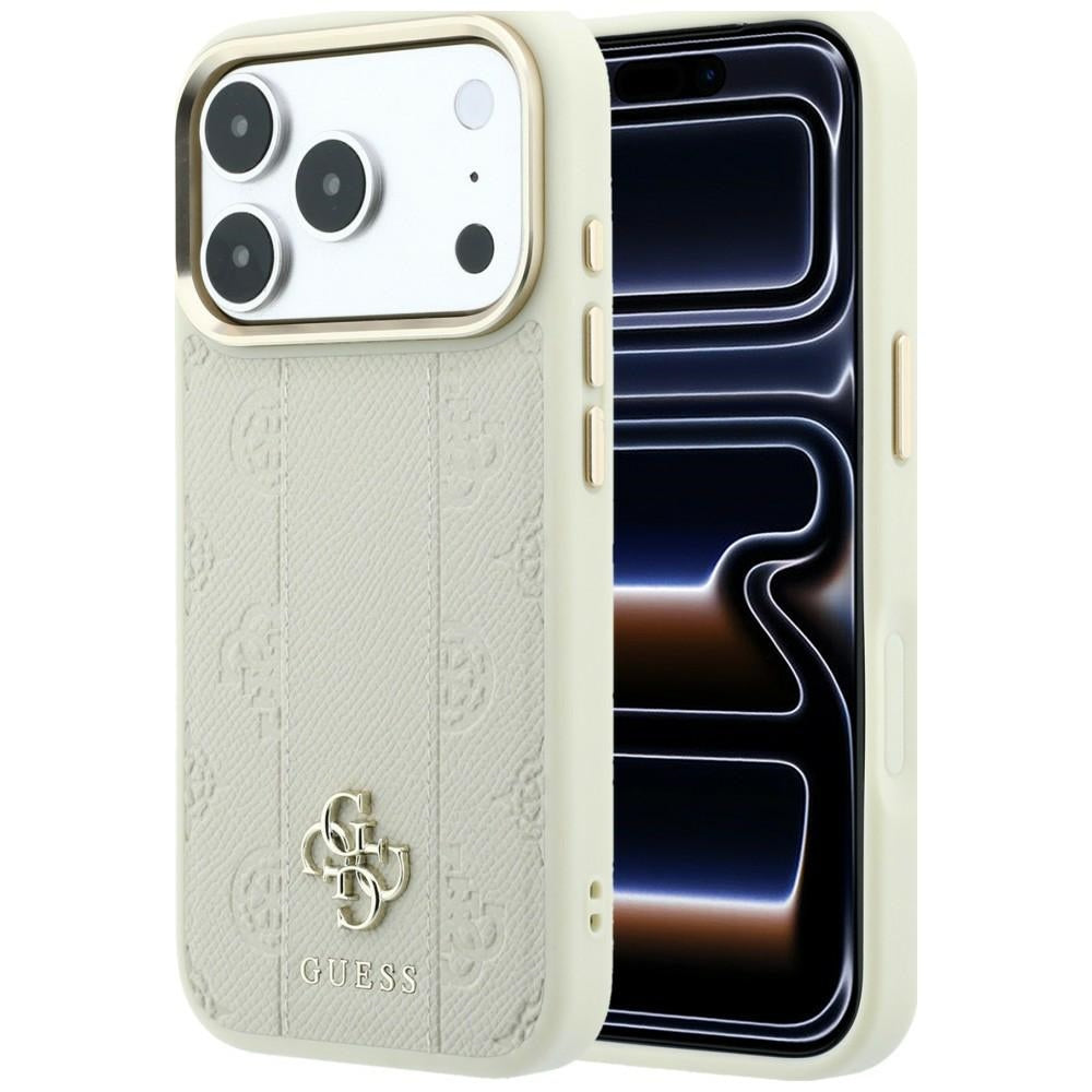 Capa MagSafe para Apple iPhone 18 Pro Max / 17 Pro Max, Guess, Stripe Peony 4G, Bege