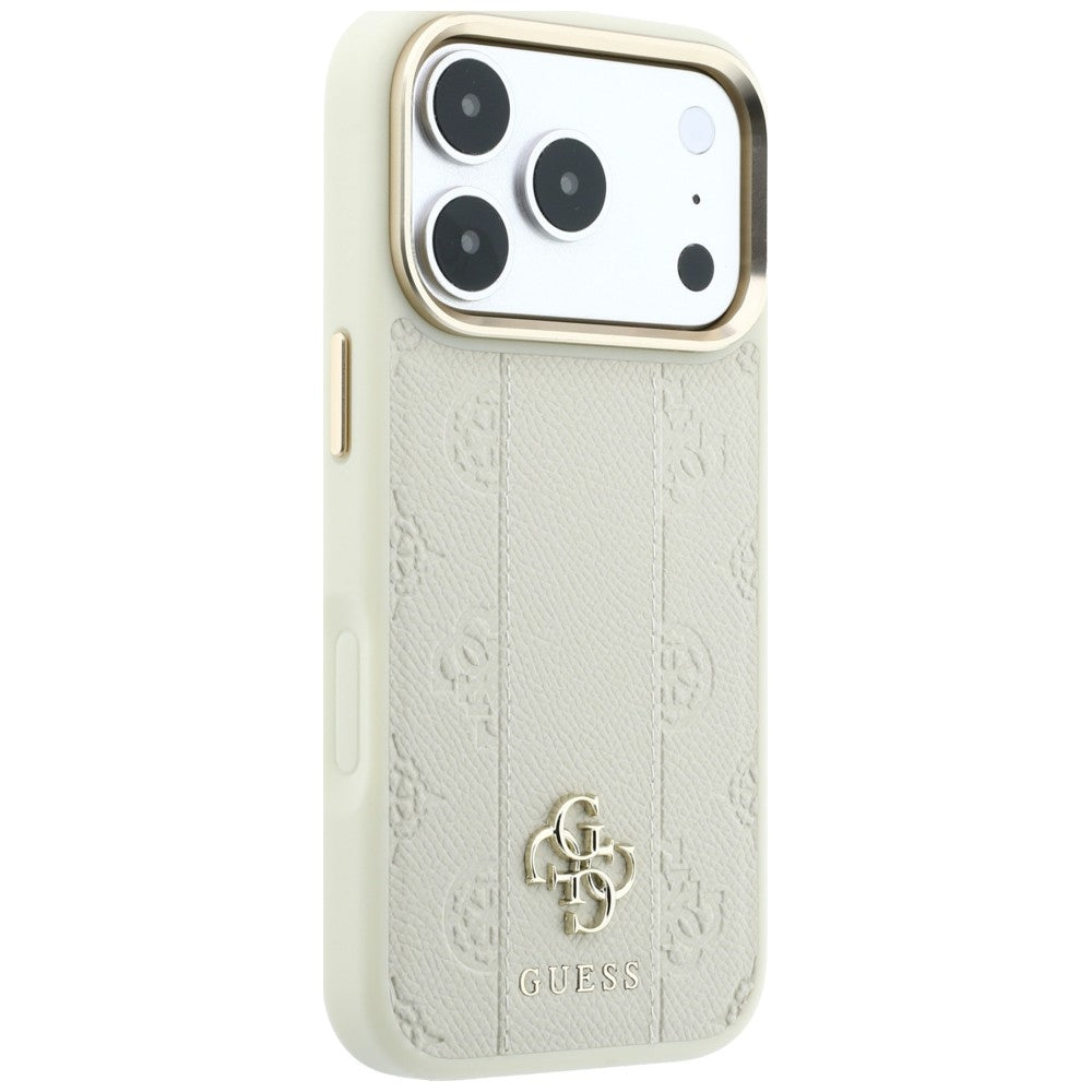Capa MagSafe para Apple iPhone 18 Pro Max / 17 Pro Max, Guess, Stripe Peony 4G, Bege