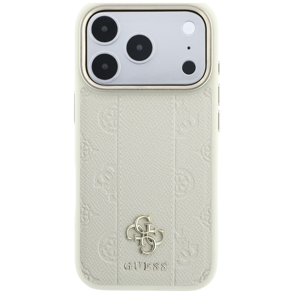Capa MagSafe para Apple iPhone 18 Pro Max / 17 Pro Max, Guess, Stripe Peony 4G, Bege