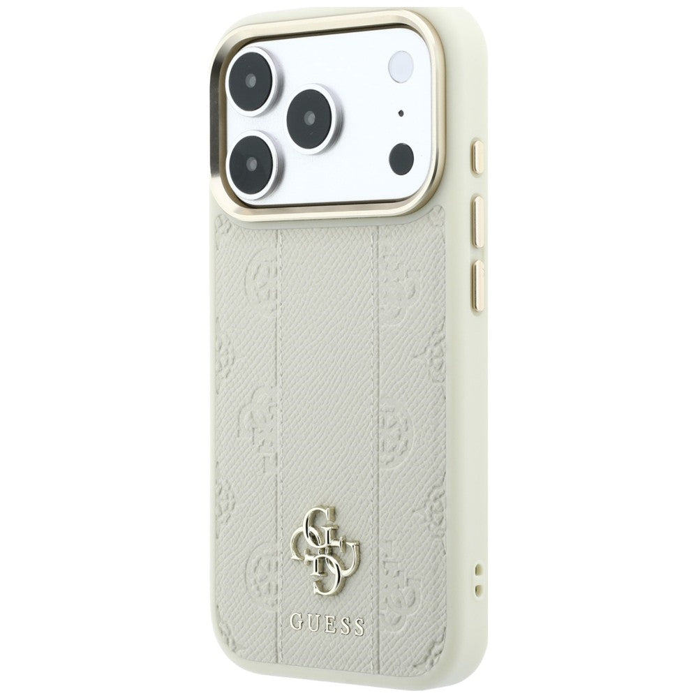 Capa MagSafe para Apple iPhone 18 Pro Max / 17 Pro Max, Guess, Stripe Peony 4G, Bege