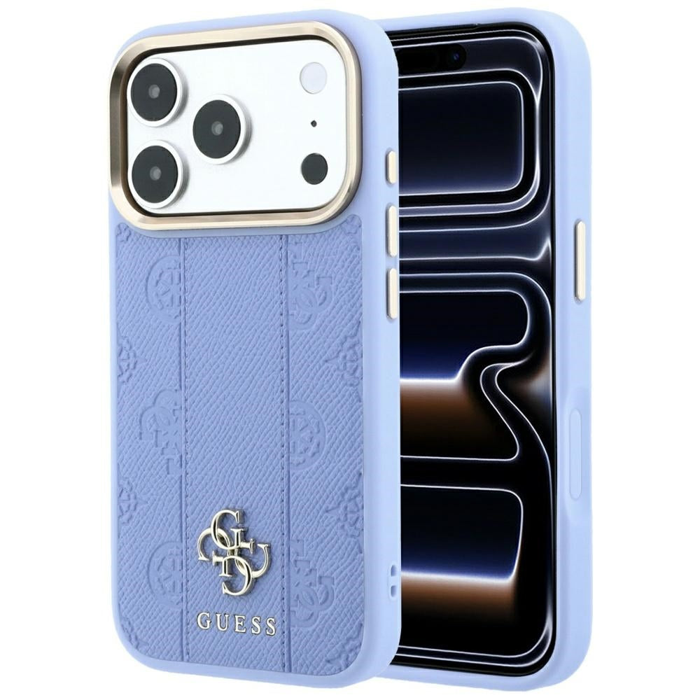 Capa MagSafe para Apple iPhone 18 Pro Max / 17 Pro Max, Guess, Stripe Peony 4G, Azul