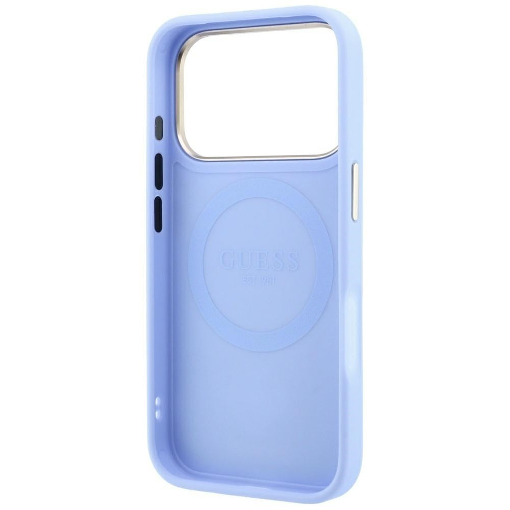 Capa MagSafe para Apple iPhone 18 Pro Max / 17 Pro Max, Guess, Stripe Peony 4G, Azul