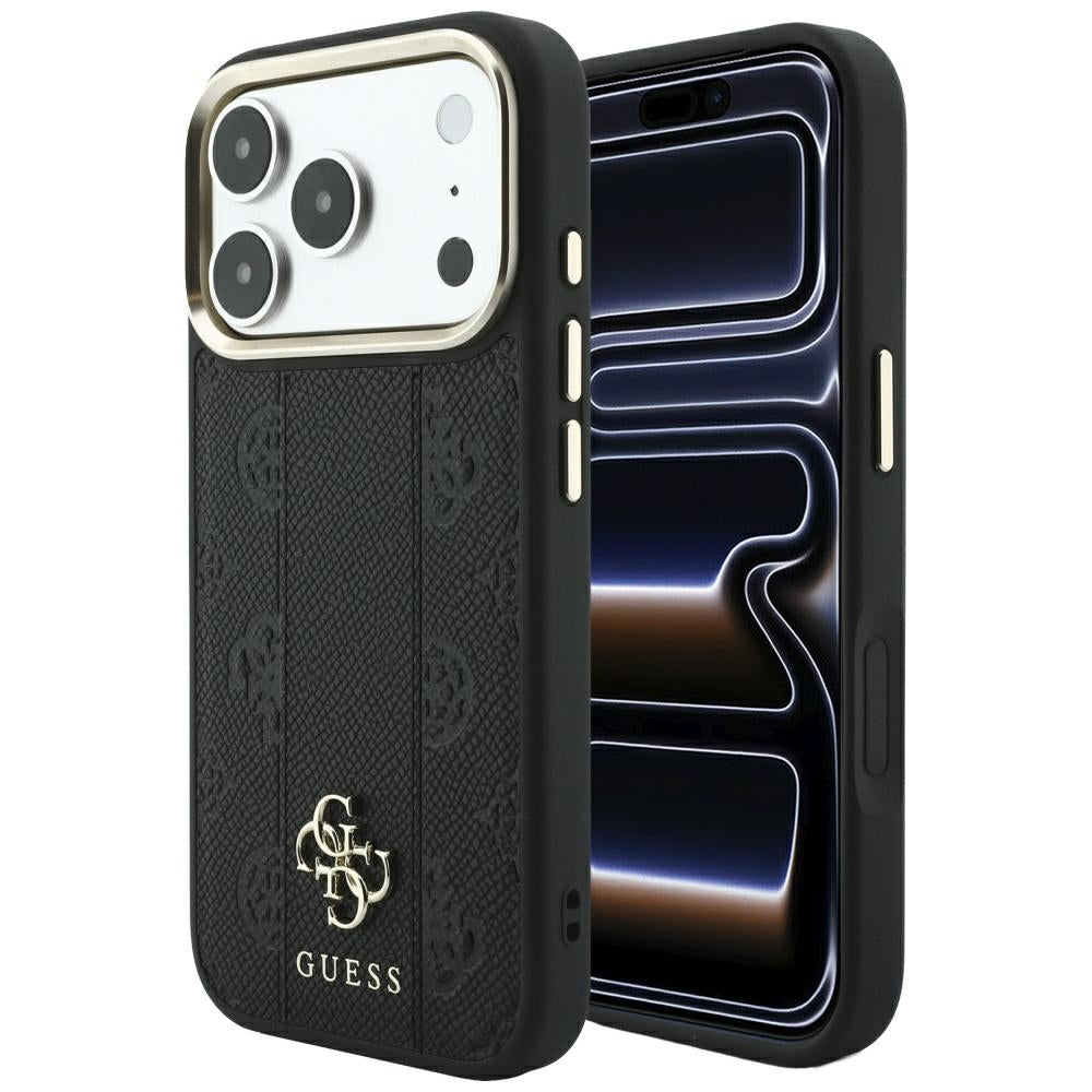 Capa MagSafe para Apple iPhone 18 Pro Max / 17 Pro Max, Guess, Stripe Peony 4G, Preta