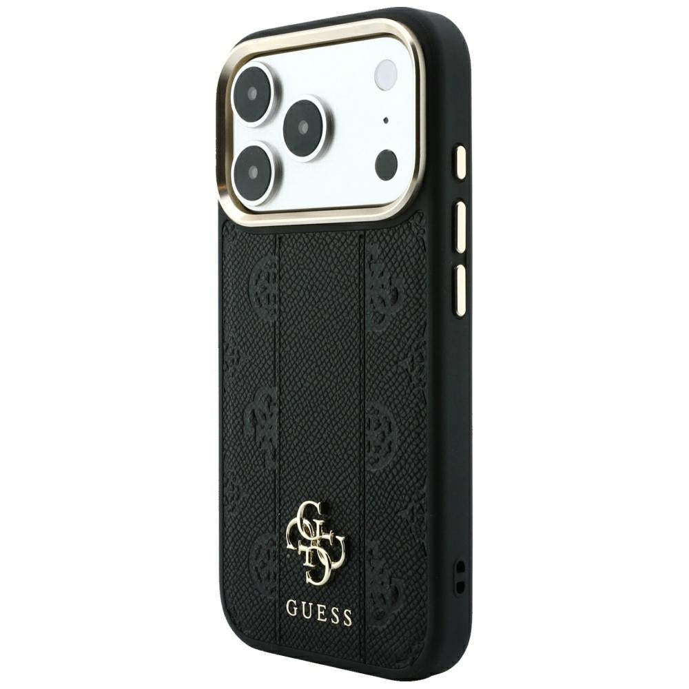 Capa MagSafe para Apple iPhone 18 Pro Max / 17 Pro Max, Guess, Stripe Peony 4G, Preta
