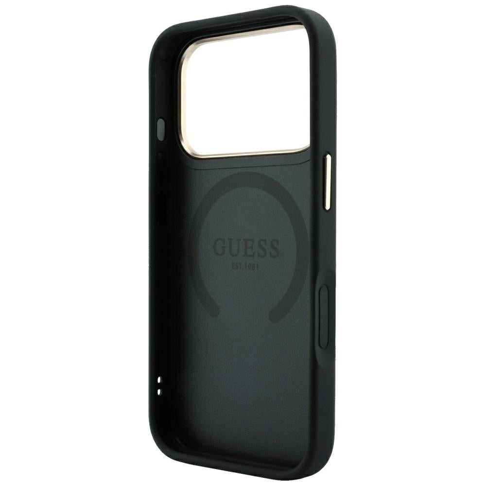 Capa MagSafe para Apple iPhone 18 Pro Max / 17 Pro Max, Guess, Stripe Peony 4G, Preta