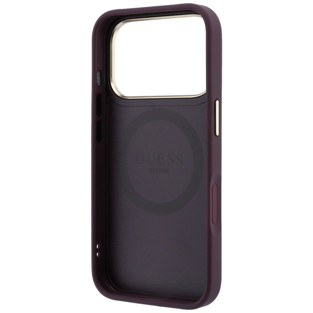 Capa MagSafe para Apple iPhone 18 Pro Max / 17 Pro Max, Guess, Stripe Peony 4G, Vinho